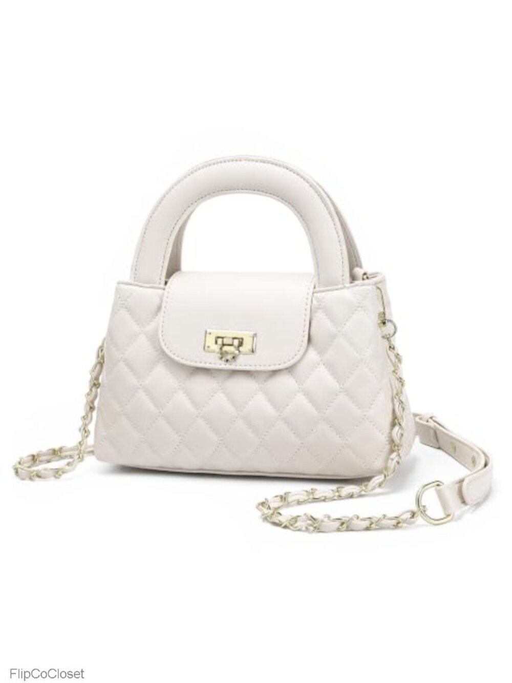 Women Mini Quilted Crossbody Purse Faux Leather Gold Chain Strap